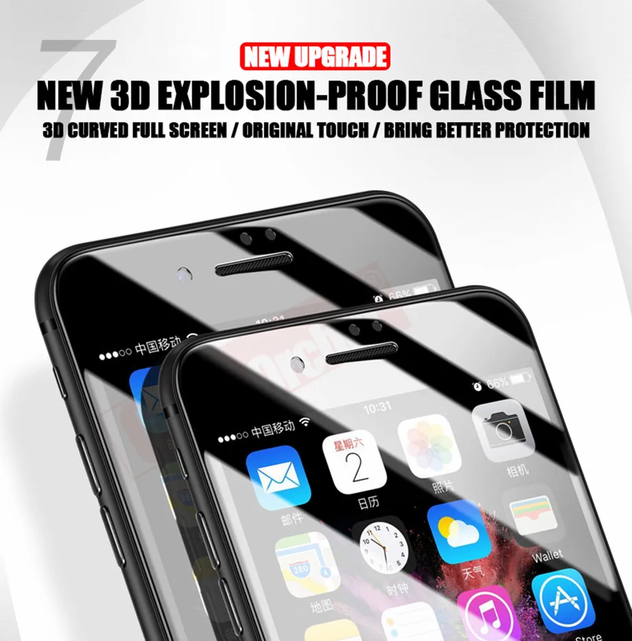 3D полное покрытие краев закаленное стекло для iPhone 7 8 6 Plus Защита экрана для iPhone X 6 6s 7 Plus защитная пленка стекло