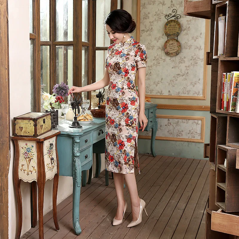 Sheng Coco женские Vestido Cheongsam Qipao осенние ретро женские длинные льняные хлопковые с новогодней елкой, бумажный платья большого размера 3XL