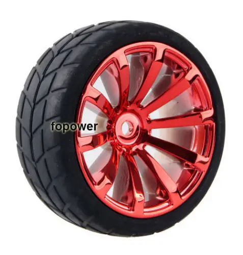 4pc 1/10 On-Road Car Tires 26*64MM plating Wheel Rim Rubber Tyre for HSP Tamiya HPI Kyosho Sakura 94122 94123 D3 D4 CS tt02 606 | Игрушки и