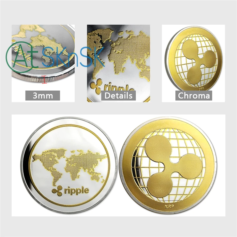 Новогодний подарок памятные монеты XRP Ripple криптовалюта позолоченная и