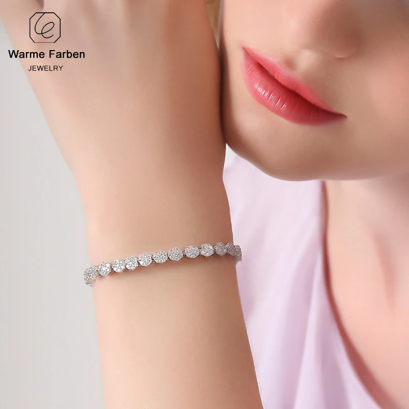 Женский браслет модный серебряного цвета с круглыми стразами 2019 | Украшения и