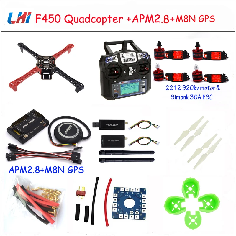 Rc самолет F450 стойка квадрокоптера рама Apm2.8 и M8n Gps 2212 920kv Simonk 30a 9443 реквизит дроны
