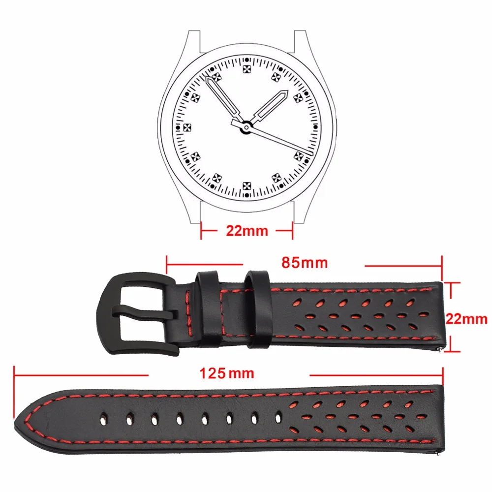 20 мм 22 мм Trefoil ремешок для часов из натуральной кожи для Luminox Tissot Hamilton Mido Longines Quick Release Watch Band стальной ремешок с застежкой