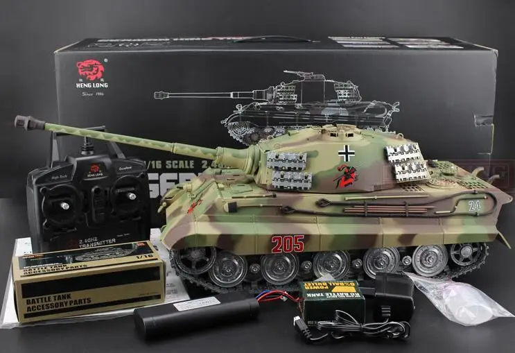 1/16 Масштаб 2,4 ГГц R/C боевой танк Henschel башенка немецкий Король тигр конечная металлическая Версия дым звук металлические шестерни и треки