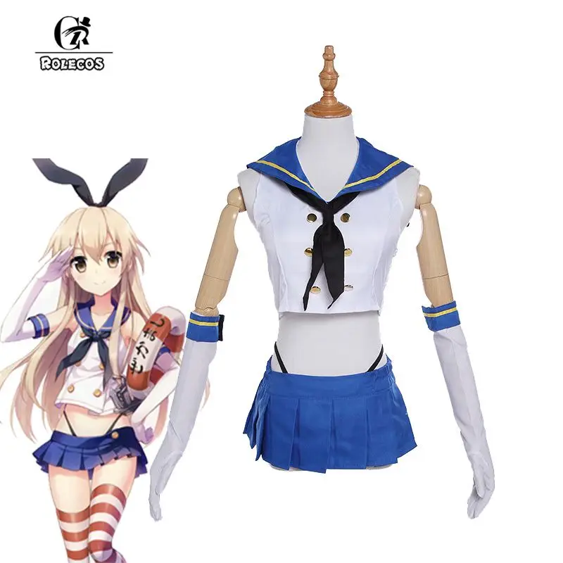 ROLECOS бренд Аниме игры Kantai Коллекция Косплей костюмы Shimakaze моряка униформа одежда