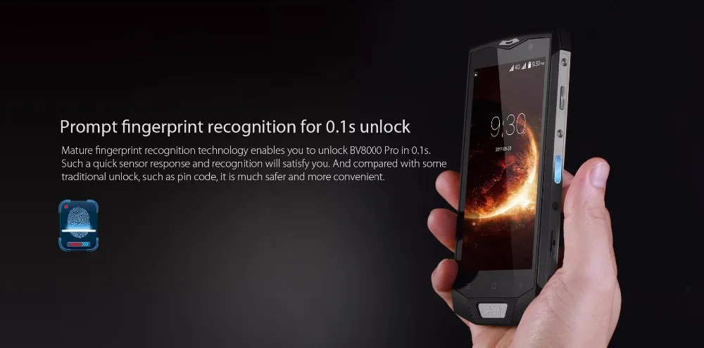 Blackview BV8000 Pro IP68 Водонепроницаемый 5," Full HD 6 ГБ ОЗУ 64 Гб ПЗУ MTK6757 Восьмиядерный 16 МП камера с боковым отпечатком пальца 4G LTE