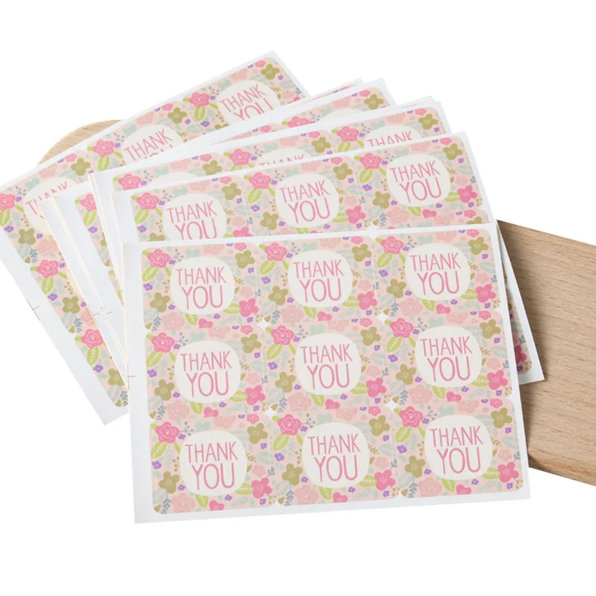 90 шт./упак. Kawaii Pink Flower Thank You герметичная наклейка крафт бумага упаковка для