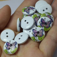 15mm national flower wood buttons craft scrapbooking decoration buttons 50pcs sewing accessories random mixed