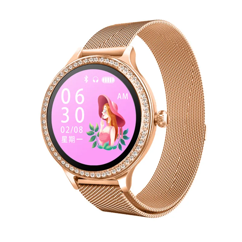 Gold Steel M8 Bluetooth Смарт-часы водонепроницаемые часы с пульсометром Роскошные модные женские Смарт-часы наручные часы женские фитнес-трекер для Android IOS - Цвет: Gold Steel