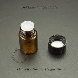 Оптовая продажа, 2 мл отличные мини флаконы-капельницы из янтарного стекла, 2 куб. См2 г, флакон для образцов, маленькая стеклянная посуда с эфирным маслом, бесплатная доставка