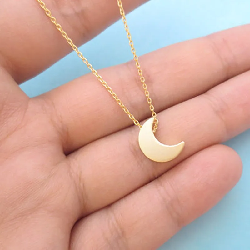 N317 Rescent Moon Pendant Clavicle Necklace Minimalist Women Fashion Collares Summer Everyday Jewelry Solid Bijoux | Украшения и