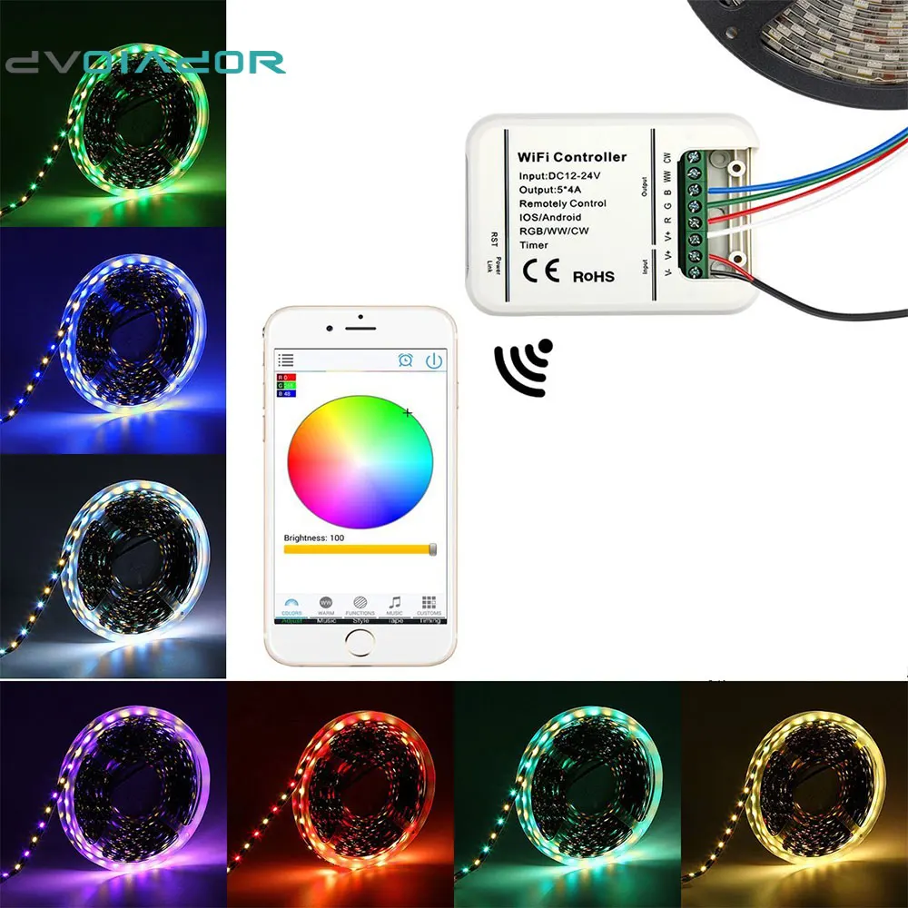 Dvolador smart wifi LED Управление Лер DC12 24V 5 Каналы RGB/RGBW/rgbww 16 миллионов Светодиодные ленты