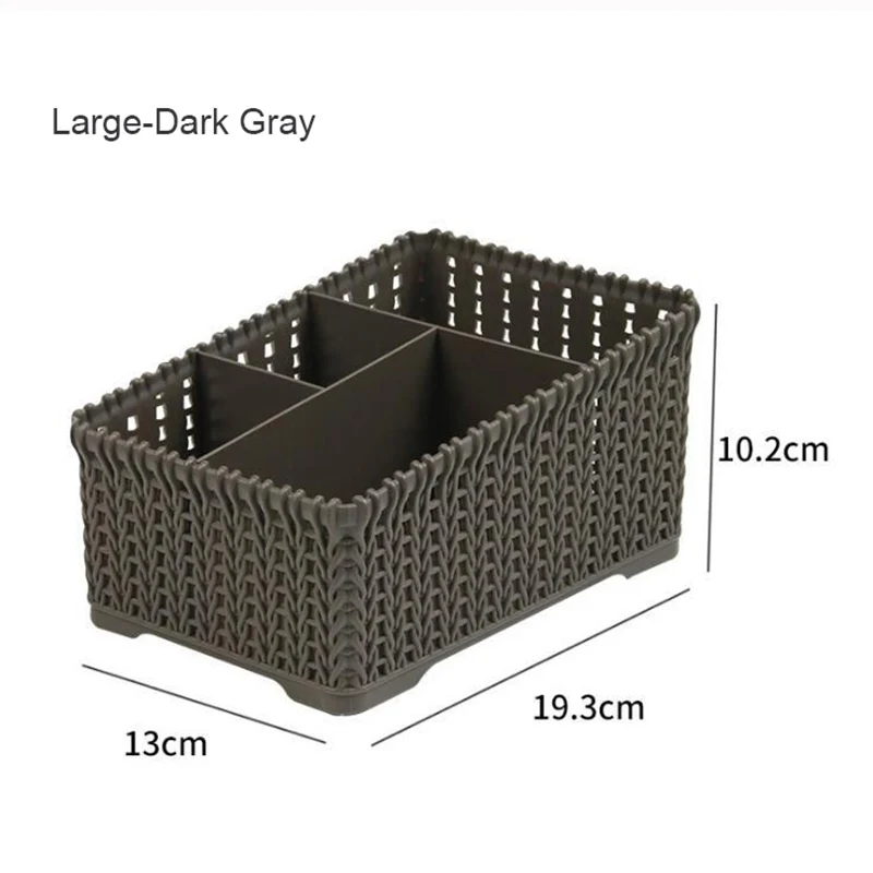 Dark Gray S MICCK имитация ротанга сумочка для макияжа, косметичка коробка для хранения витрина для макияжа чехол кисточки Губная Помада держатель стол ванная комната организатор - Цвет: Dark Gray S