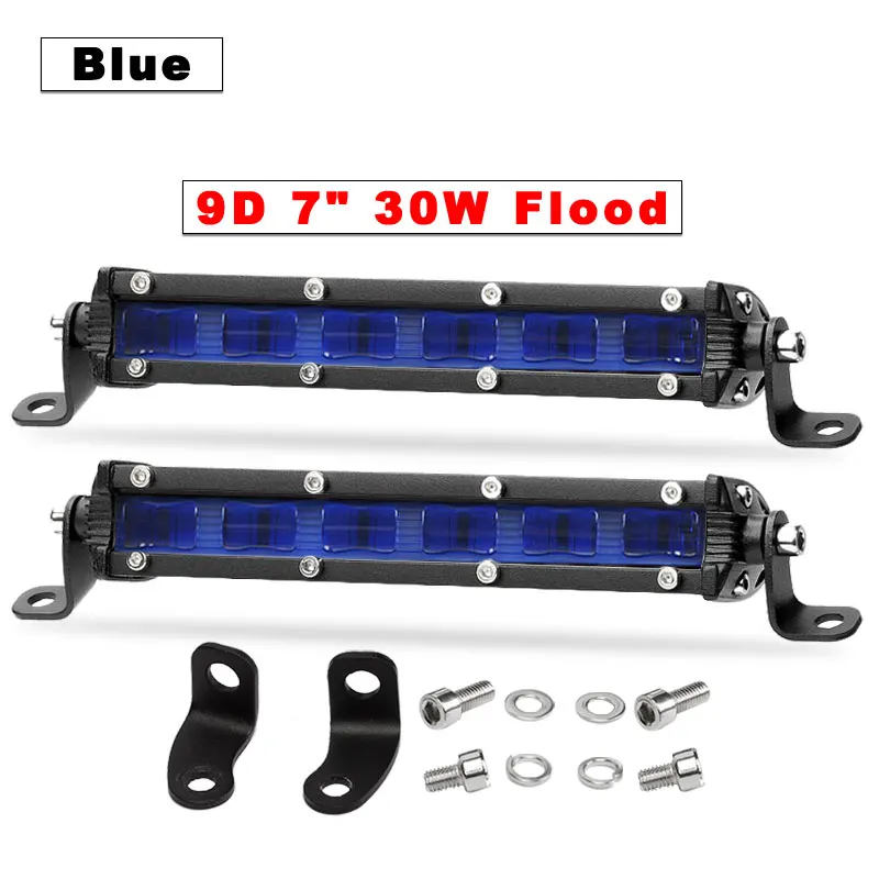 2pcs Blue Flood VISORAK " Красный Янтарный синий DRL 30 Вт Светодиодный рабочий светильник бар внедорожный светодиодный светильник для внедорожника 4X4 4WD грузовик ATV SUV мотоцикл - Цвет: 2pcs Blue Flood
