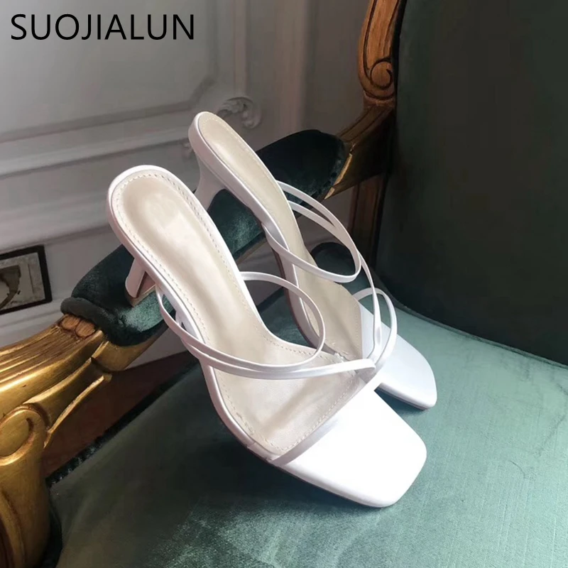 SUOJIALUN/2019 г. летние женские шлепанцы модные босоножки из лайкры флуоресцентные