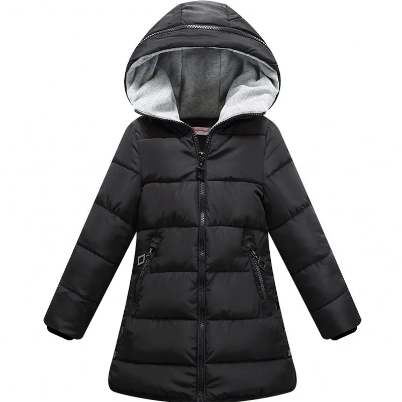 Новые зимние куртки для девочек пальто с капюшоном красного и черного цветов