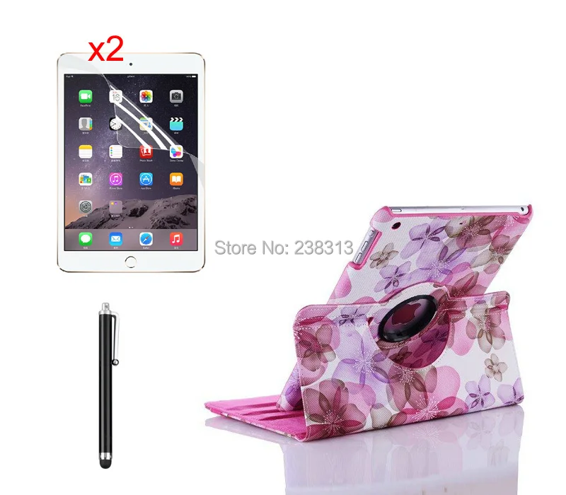 Модный цветочный чехол из искусственной кожи для девочек с вращением на 360