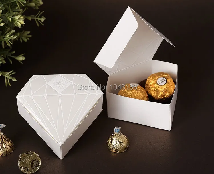 100 шт. бумажные свадебные сувениры коробки для конфет в форме алмаза коробка