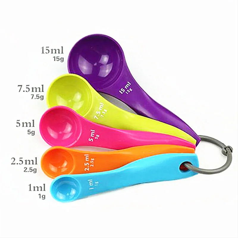 

Cake Tools Delidge 5pcs/set Colorful Plastic Measuring Spoon Set Coffee Scoop Kitchen Cooking Flour Sugar Condiment Baking Tools
