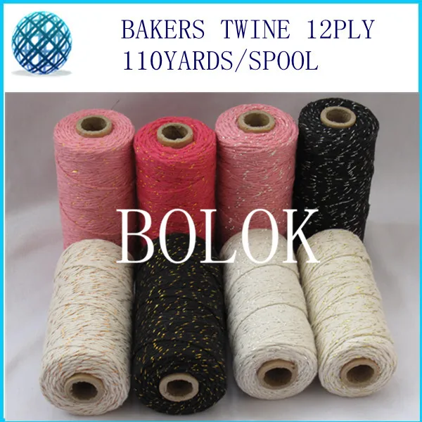 

2 piece add all kinds metallic Cotton Baker twine for gift packing (11 kinds color),gold twine, metal spool