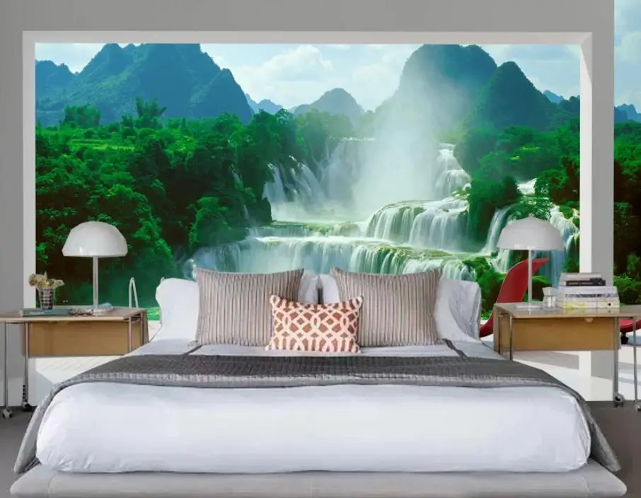 landscape water and wealth TV background wall nature scenery wallpapers photo murals wallpaper | Обустройство дома
