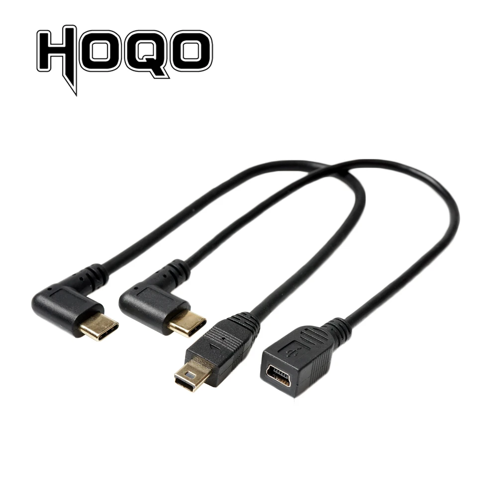 Штекер Mini USB-Type C правый угол кабель-Переходник USB C на мини-флеш-накопитель USB с гнездовым кабель для зарядки и синхронизации данных Мощность кабель Шнур для мобильного жесткого диска Mp4 камеры - Цвет: to Mini Male Female
