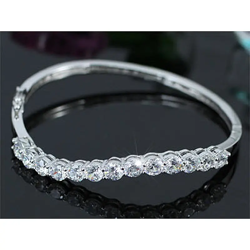 Стильный прозрачный белый кубический циркониевый браслет 6 карат CSB102 | Украшения