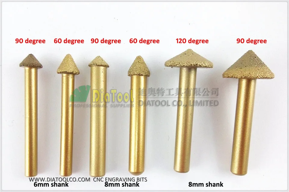 SHDIATOOL 2pk 3D ЧПУ, вакуумный Паяные алмазного Гравировка насадки для камень 90 градусов, 8 мм хвостовик, резьба по камню инструменты, алмазный заусенцы