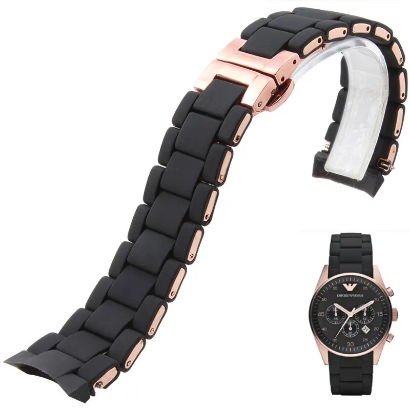 Ремешок силиконовый для часов резиновый спортивный браслет Armani AR5905 20 23 мм |