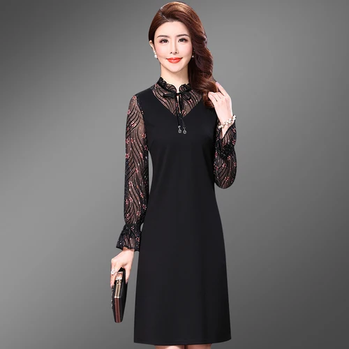 

Korean Version Fashion Broken Floral Chiffon Female Dress New Spring Summer Elegant Slim Black Office Lady Dreeses A-line