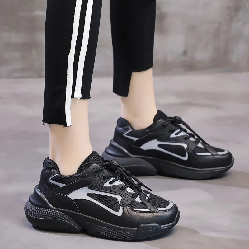 Кроссовки женские из натуральной кожи на платформе повседневная Брендовая обувь