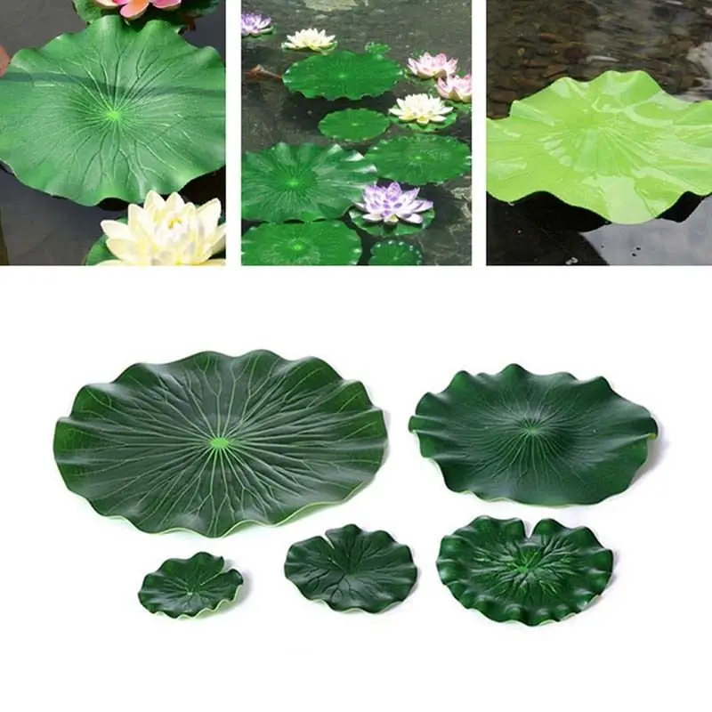 10pcs 18CM Artificial Plants Floating Pool Decoration Water Decorative Aquarium Fish Pond Scenery Lotus Leaf (Green) | Дом и сад