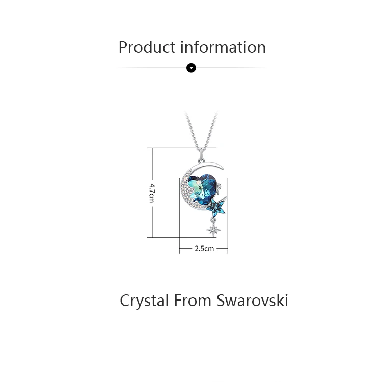 MALANDA Мода луна и звезды кулон ожерелье s для женщин сердце кристалл от Swarovski