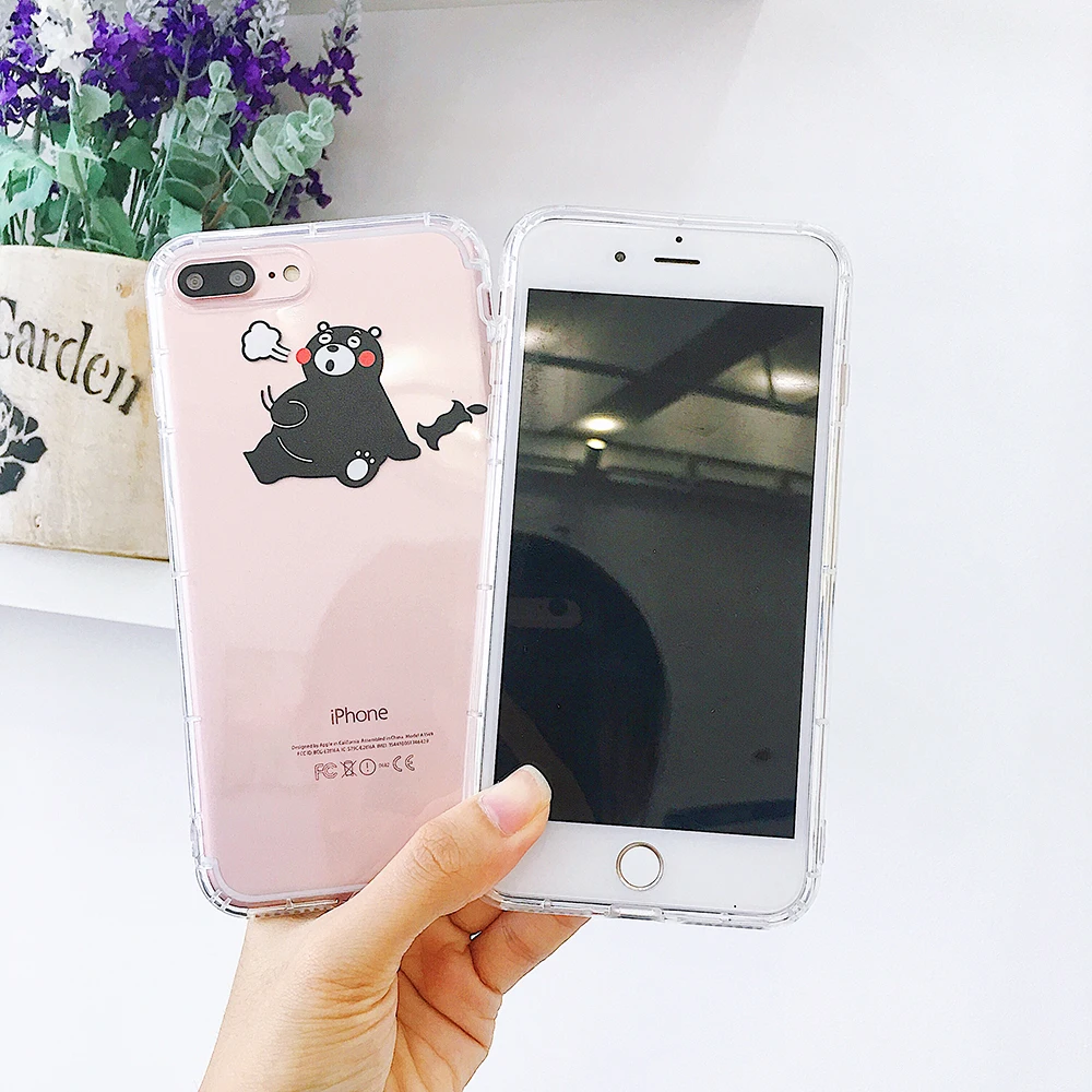 Хороший прозрачный милый мультфильм японский медведь чехол для iphone X 7 plus 8 плюс