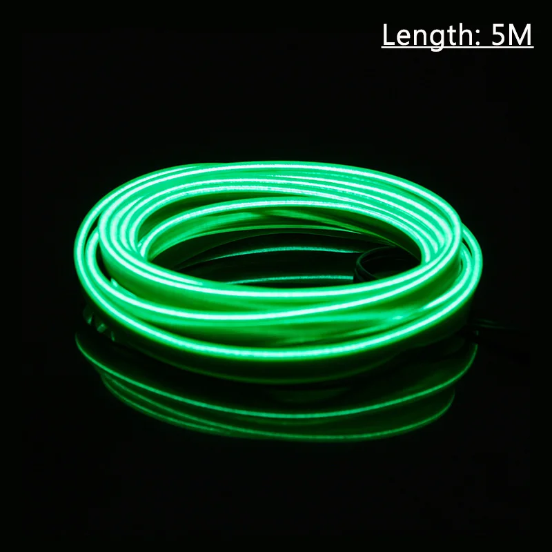 Green-5m 12 В светодиодные ленты для автомобиля DIY декоративная лента Гибкая неоновая электрическая проволока веревка свет универсальное Внутреннее освещение автомобиля полоса атмосферная лампа Z2 - Испускаемый цвет: Green-5m