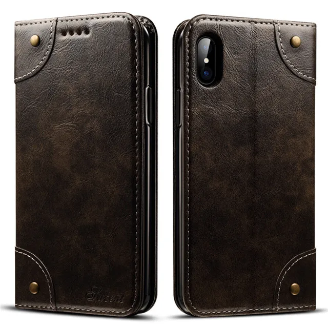 Black Чехол-Кошелек Tikitaka для Iphone XS Max 8 Plus, однотонный, мягкий, из искусственной кожи, бизнес-чехол с откидной крышкой для Iphone 10 6s 7 Plus, с карманом для карт - Цвет: Black