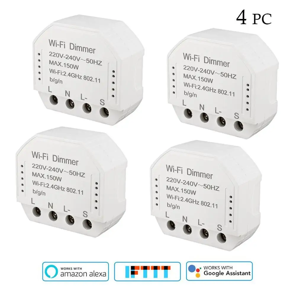 White 4pc Умный светильник с Wi-Fi, триамный диммер, 220 В, светодиодный переключатель дистанционного управления, голосовое управление, совместимое с Amazon Google IFTTT App Smart life - Цвет: White 4pc