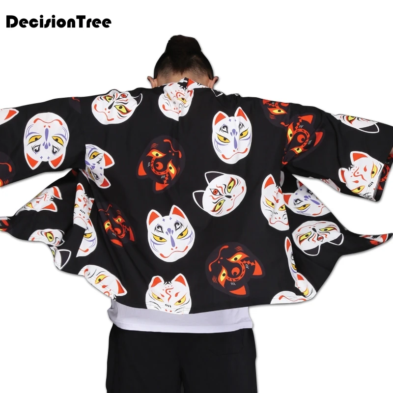 Японское кимоно yukata kimino haori кардиган мужской kimino халат для мужчин черный принт японский Топ haori японская одежда