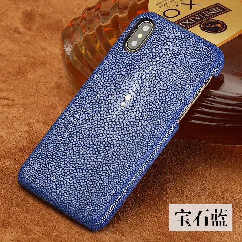 5 цветов настоящий натуральный подлинный кожаный чехол для iPhone X XS Max XR Роскошная задняя крышка для iPhone X - Цвет: Синий