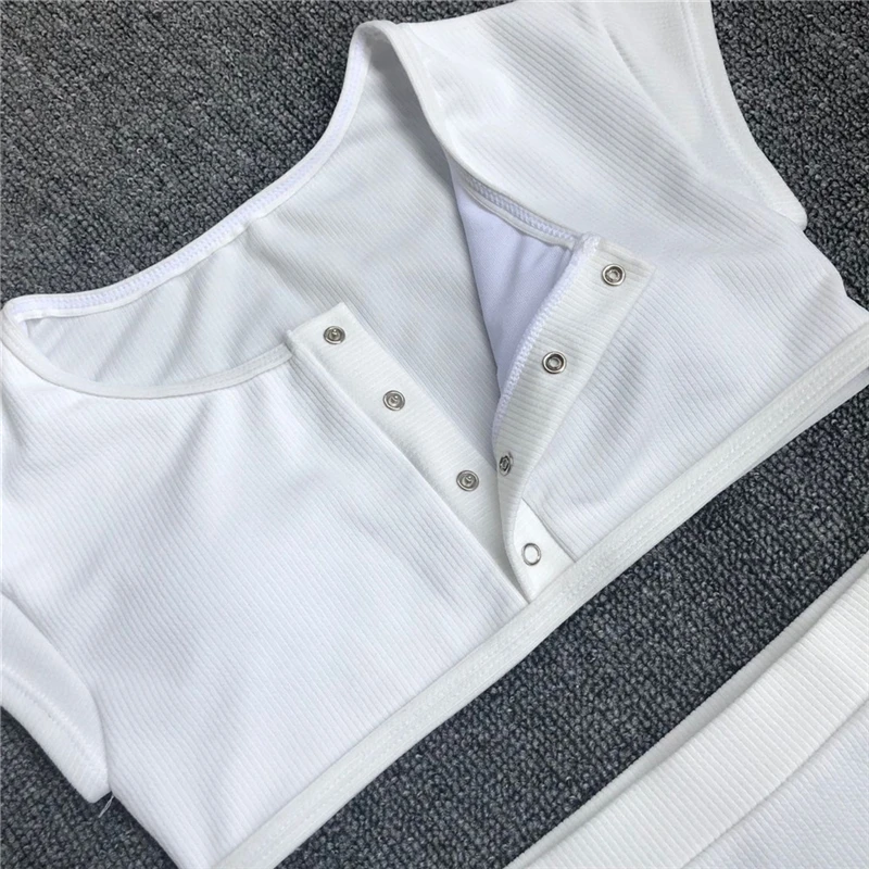 Пикантные ребристые Для женщин комплект бикини 2018 Button ванный танкини пуш ап