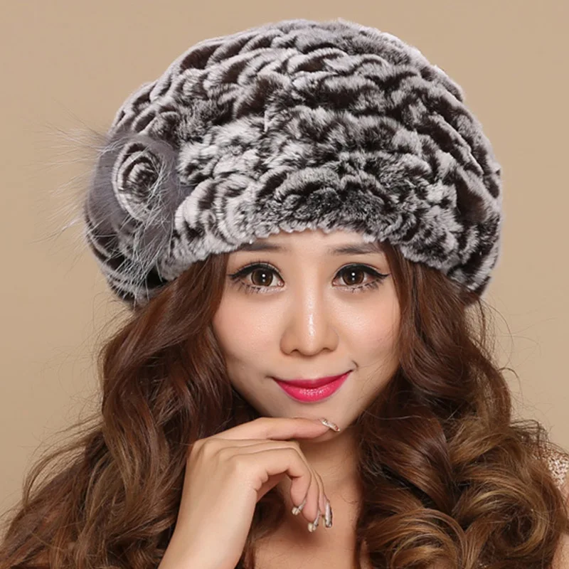 Winter Hat For Women Btouca gorro feminino inverno Boina Real Fur CapBoinas Feminina Knitted Russian Female Berets Hats | Аксессуары для