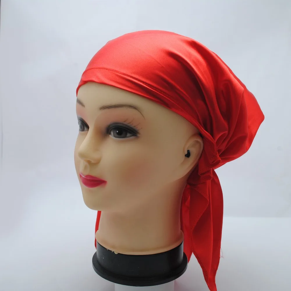 Модная шелковистая 100% Полиэстеровая атласная Кепка для ночного сна ночная кепка
