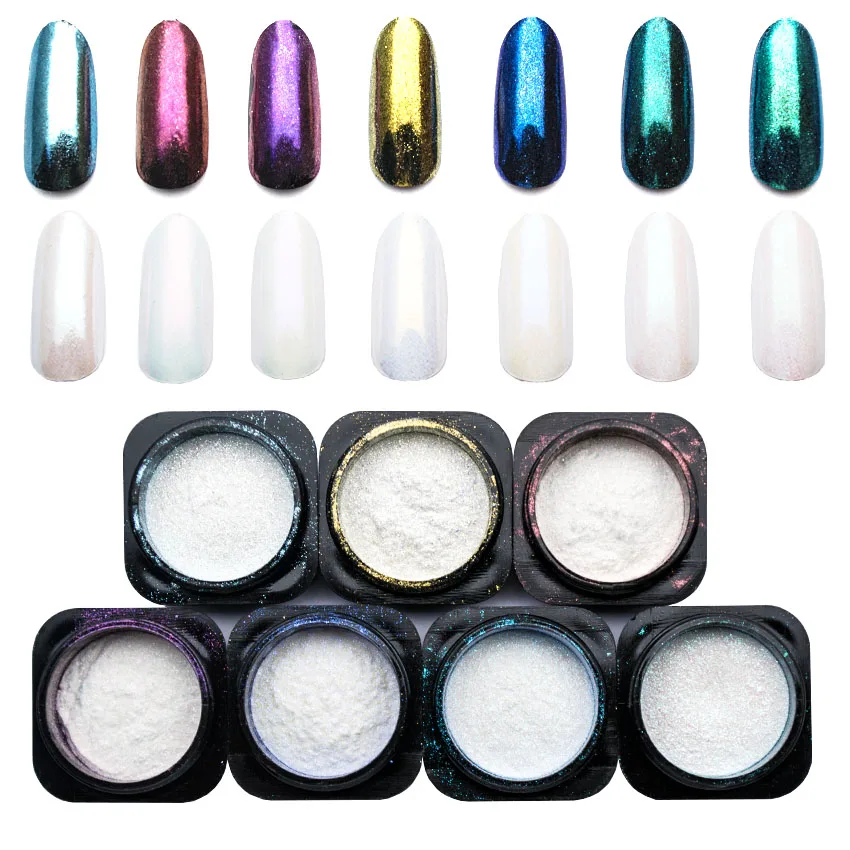 1 коробка Русалка жемчужный лак для ногтей порошок зеркальная полировка набор