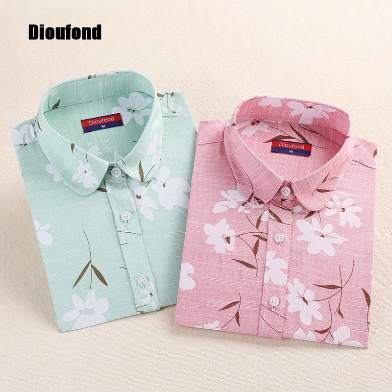 Dioufond Для женщин Блузки для малышек животных хлопковые рубашки Цветочный зеленый