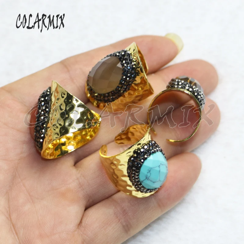 8 шт. разноцветные кольца из натурального камня для ювелирных изделий отделка