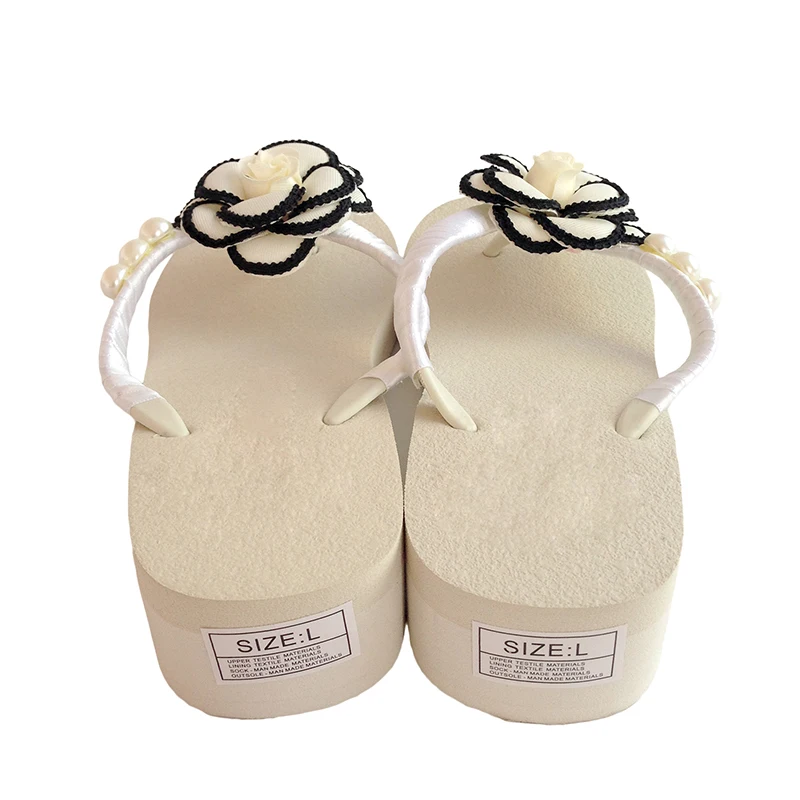 Женские Вьетнамки ручной работы Yeshitop черные и белые сандалии на платформе