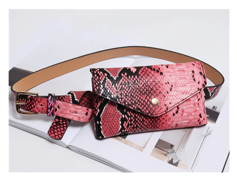 Red fanny pack Женская поясная сумка в винтажном стиле из змеиной кожи, поясная сумка высокого качества из искусственной кожи, модная поясная сумка из змеиной кожи, сумки-мессенджеры - Цвет: Red fanny pack