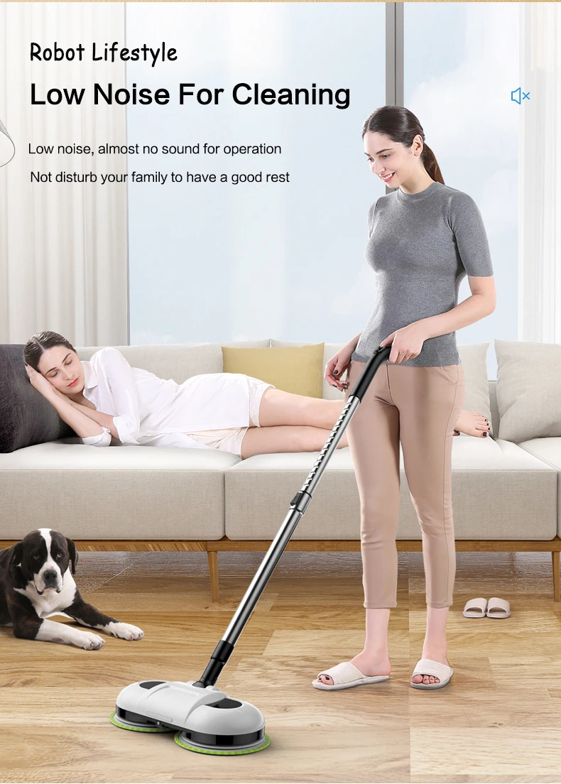 F528A Handheld Corless Electric Floor Mop Water Spay Mop Wiper Washer Floor Waxer LED Light