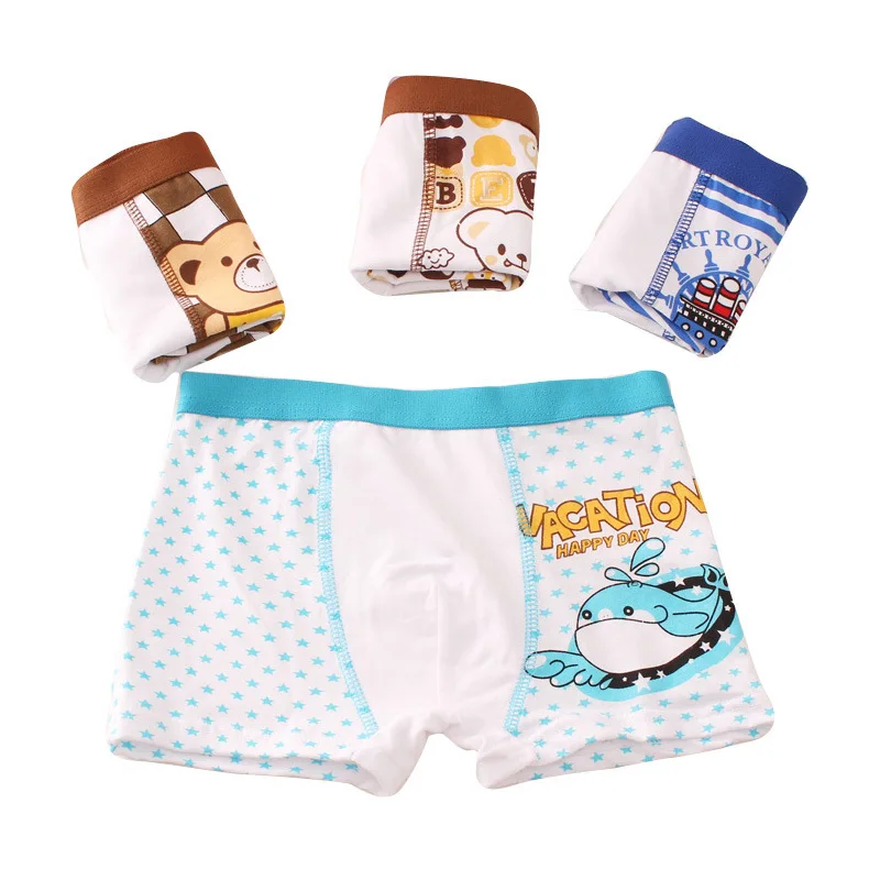 4 шт./партия нижнее белье с милым медведем для мальчиков мягкие дышащие детские