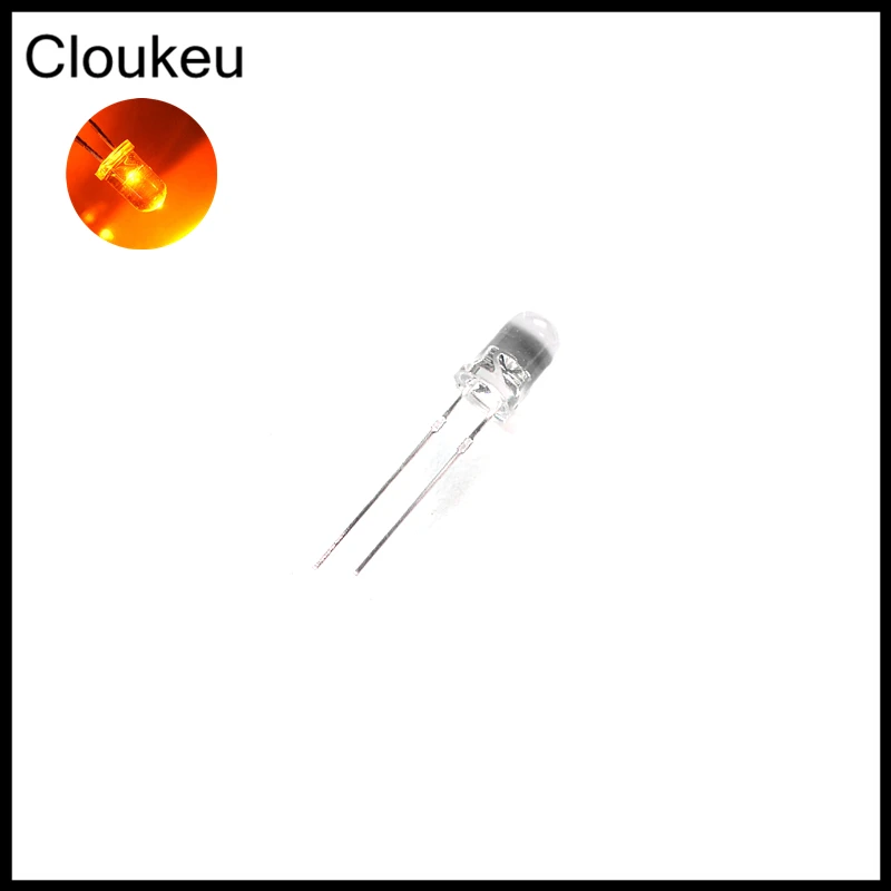 

100Pcs 5MM Transparent emit Yellow F5 Light emitting diode LED Lamp bead